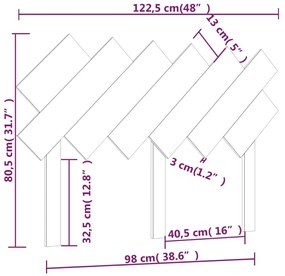 vidaXL Κεφαλάρι Κρεβατιού Λευκό 122,5x3x80,5 εκ. από Μασίφ Ξύλο Πεύκου