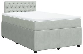 vidaXL Κρεβάτι Boxspring με Στρώμα Ανοιχτό Γκρι 120x190 εκ. Βελούδινο