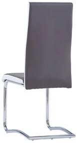 Καρέκλες Τραπεζαρίας «Πρόβολος» 4 τεμ. Γκρι από Συνθετικό Δέρμα - Μαύρο