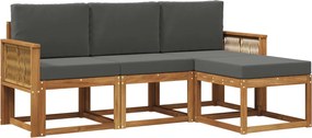 vidaXL Σειρά Καναπέ Εξωτερικού 4 pcs Φυσικό και Ανθρακί Πολυεστέρας