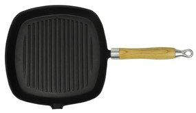 vidaXL Τηγάνι Γκριλιέρα 20 x 20 εκ. από Χυτοσίδηρο με Ξύλινη Λαβή