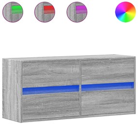 vidaXL Έπιπλο Τοίχου Τηλεόρασης με LED Γκρι Sonoma 100x31x45 εκ.