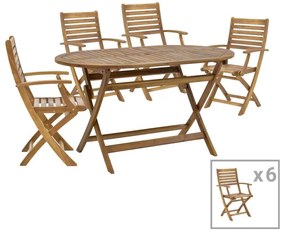 Τραπεζαρία Gorpo-Falov σετ 7τεμ φυσικό μασίφ ξύλο ακακίας 130x80x72εκ 130x80x72 εκ.