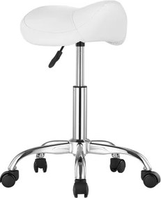 VEVOR Saddle Stool Swivel Stool with Wheels PU Leather Height Adjustable White