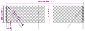 vidaXL Συρματόπλεγμα Περίφραξης Πράσινο 1 x 25 μ. με Στύλους