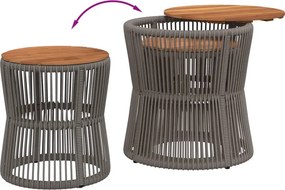vidaXL Τραπεζάκια 2 τεμ. Γκρι Συνθετικό Ρατάν με Ξύλινη Επιφάνεια