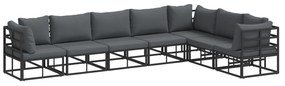 vidaXL Σετ Καναπέ Κήπου 7 pcs Μαύρο 70 x 70 x 32 εκ Αλουμίνιο