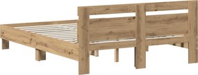 vidaXL Σκελετός Κρεβατιού Artisan Δρυς 140 x 190 cm Επεξεργασμένο Ξύλο