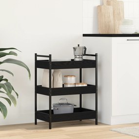 vidaXL Τροχήλατο Κουζίνας Μαύρη Δρυς 50x30x70 εκ Επεξεργασμένο Ξύλο