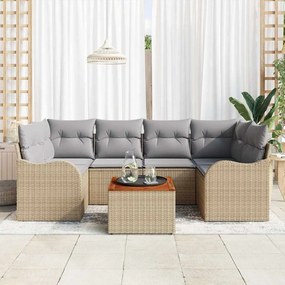 vidaXL Σετ Καναπέ Κήπου 7 pcs Μπεζ, λευκό