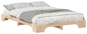 vidaXL Κρεβάτι δαπέδου με αποθήκευση Καφέ 140 x 210 cm ξύλο
