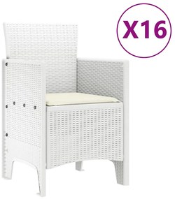 vidaXL Σετ Τραπεζαρίας Κήπου με Μαξιλάρια με μαξιλάρι 17 pcs Λευκό PP
