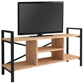 Έπιπλο Tηλεόρασης Santana 212579 120x35x61cm Black - Pine Oak Melamine, Metal