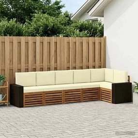 vidaXL Σειρά Καναπέ Εξωτερικού 6 τμχ. Φυσικό και Κρέμα Πολυεστέρας