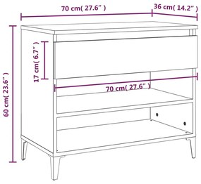 Παπουτσοθήκη Γυαλιστερή Λευκή 70x36x60 εκ. Επεξεργασμένο Ξύλο - Λευκό