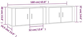 Έπιπλα Τηλεόρασης Επιτοίχια 2 τεμ. Γκρι Sonoma 80x34,5x40 εκ. - Γκρι