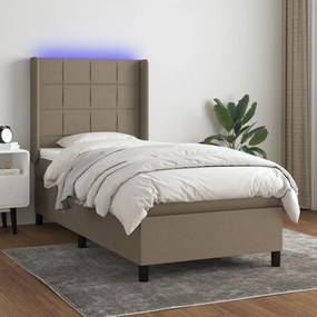 ΚΡΕΒΑΤΙ BOXSPRING ΜΕ ΣΤΡΩΜΑ &amp; LED TAUPE 80X200 ΕΚ. ΥΦΑΣΜΑΤΙΝΟ 3138273