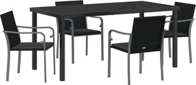 vidaXL Σέτ φαγητού για κήπο 5 pcs Μαύρο και Γκρι Ράτα PE