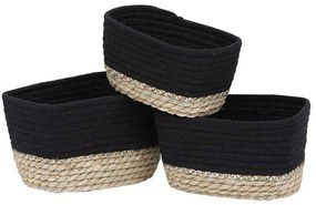 Καλάθια Tahitian (Σετ 3Τμχ) 06.84164247 23x15x13,5/21x13x12/21x13x12cm Natural-Black Cotton,Wicker