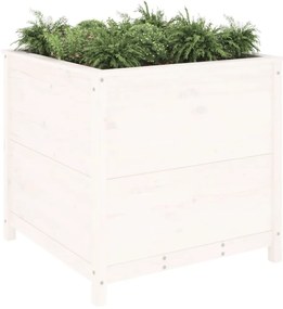 vidaXL Ζαρντινιέρα Λευκή 82,5 x 82,5 x 78 εκ. από Μασίφ Ξύλο Πεύκου