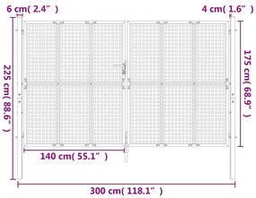 vidaXL Πύλη Κήπου Ανθρακί 300 x 225 εκ. Ατσάλινη