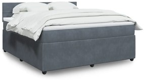 Κρεβάτι Boxspring με Στρώμα Σκούρο Γκρι 180x200 εκ. Βελούδινο - Γκρι