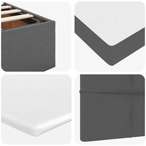 Οθωμανικό κρεβάτι με στρώμα &amp; LEDs Σκούρο γκρι 120x190cm Ύφασμα - Γκρι