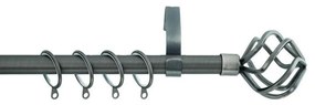 Κουρτινόξυλο Φ19mm Μονό Επεκτεινόμενο 160-300cm Με Άκρα Grace Ball Cage Antrhacite 790297