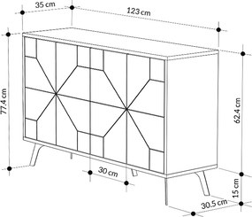 Μπουφές Dune Megapap χρώμα ανοιχτή μόκα 123x35x77,4εκ.