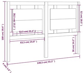 Κεφαλάρι Κρεβατιού 140,5 x 4 x 100 εκ. από Μασίφ Ξύλο Πεύκου - Καφέ