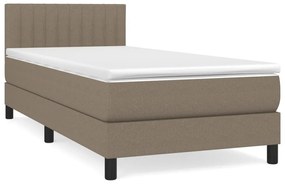 Κρεβάτι Boxspring με Στρώμα Taupe 100 x 200 εκ. Υφασμάτινο - Μπεζ-Γκρι