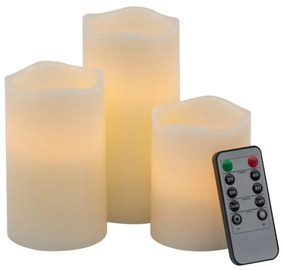 Artekko Flame Κερί Led με Τηλεχειριστήριο Κερί Μπεζ (7.6x7.6x15.2)cm Σετ/3