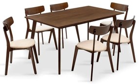 Τραπεζαρία Benson - Toto Σετ 7τμχ 200-000190 150x90x75cm Walnut 6 Θέσεων