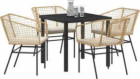 vidaXL Σέτ φαγητού για κήπο 5 pcs Καφέ συνθετικό ρατάν