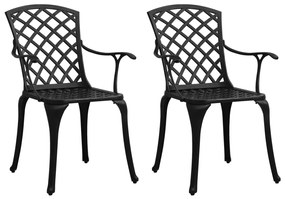 Καρέκλες Κήπου 2 τεμ. Μαύρες από Χυτό Αλουμίνιο