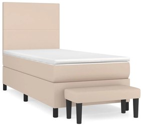 vidaXL Κρεβάτι Boxspring με Στρώμα Καπουτσίνο 100x200εκ.από Συνθ.Δέρμα