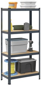 vidaXL Ραφιέρα Αποθήκευσης 4 Επιπέδων Ανθρακί από Ατσάλι &amp; Επεξ. Ξύλο