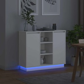 vidaXL Πλευρικό Τραπέζι LED Λευκό 90 x 32 x 75 εκ. Επεξεργασμένο ξύλο