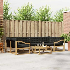 vidaXL Σειρά Καναπέ Εξωτερικού 7 τμχ. Λευκό και Μαύρο