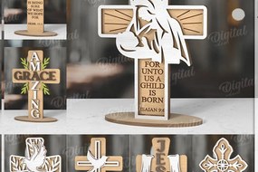Intra απο ξύλο plywood 3mm-4mm πάχος Δέσμη κοπής με λέιζερ Christian Crosses Δίασταση 30x20 cm INTRAFABR-118767291