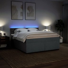 Κρεβάτι Boxspring με Στρώμα Σκούρο Γκρι 180x200 εκ Υφασμάτιν - Γκρι