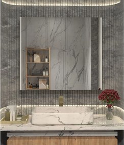 Stewehome Καθρέφτης Μπάνιου με Ντουλάπι Λευκό 76.5x70x17 cm