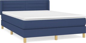 vidaXL Κρεβάτι Boxspring με Στρώμα Μπλε 140x190 εκ. Υφασμάτινο