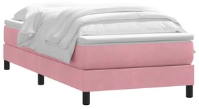 vidaXL Κρεβάτι Boxspring με Στρώμα Ροζ 90x220 εκ. Βελούδινο