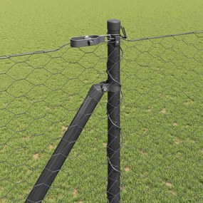 vidaXL Εξωτερική εξάγωνη περίφραξη με στήλη 50 x 1,6 m Γκρι Δίχτυ