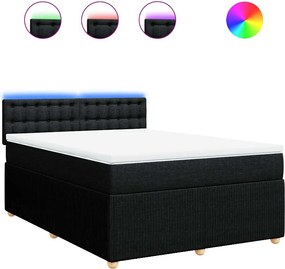 vidaXL Κρεβάτι Boxspring με Στρώμα Μαύρο 140x190 εκ. Υφασμάτινο