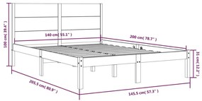 Σκελετός Κρεβ. Χωρίς Στρώμα Λευκό 140x200 εκ Μασίφ Πεύκο - Λευκό