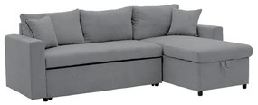 Γωνιακός καναπές-κρεβάτι αναστρέψιμος Lilian pakoworld ύφασμα γκρι 225x148x81εκ - Ύφασμα - 166-000020