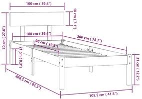 ΠΛΑΙΣΙΟ ΚΡΕΒΑΤΙΟΥ ΛΕΥΚΟ 100 X 200 ΕΚ. ΑΠΟ ΜΑΣΙΦ ΞΥΛΟ ΠΕΥΚΟΥ 810138