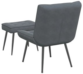 vidaXL Πολυθρόνα Relax Σκούρο Γκρι Βελούδινη με Σκαμπό